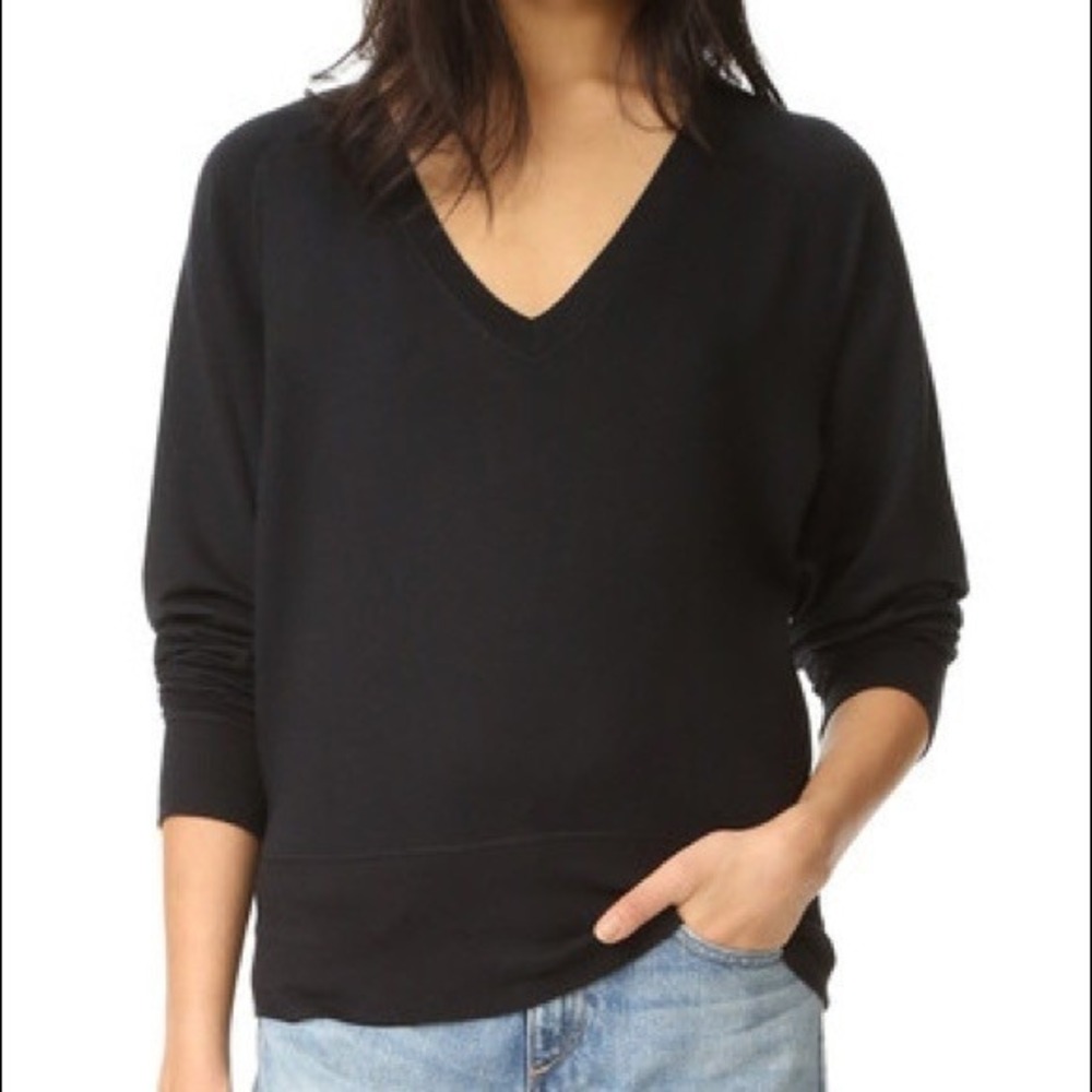 Rag & Bone sweater lightweight v neck XS rayon blend nwot classic silhouette blk